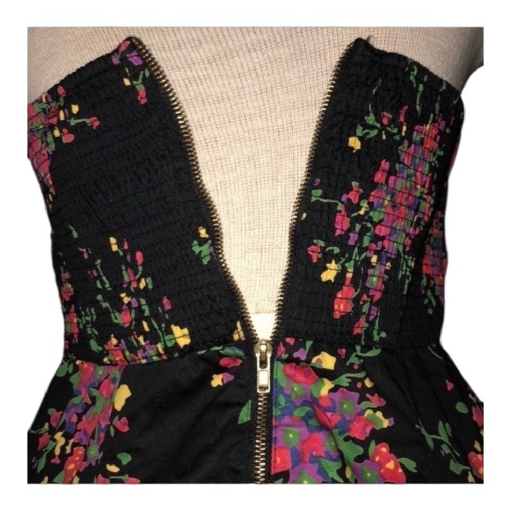 Free People black floral mini dress - Picture 3 of 5